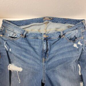 Torrid Jeans Womens Plus 24 Vintage Stretch Crop Boyfriend Blue Distressed Ankle